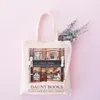 tote bag 1pc Daunt Book Print Women Canvas Shoulder Bag Print Ladies Shopping Bags Cotton Fabric Grocery Handbags Tote Bookbag For Girls