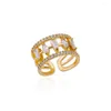 Обручальные кольца Hollow Out Циркон для женщины простой открытый из нержавеющей стали роскошные геометрические хрустальные кольцо вечеринка элегантное украшение