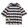 Men's T Shirts Legible Summer Striped Men Casual Round Neck Short Sleeve T-shirt Male Loose Tee Man