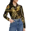 Blusas Femininas Steampunk Brass Gears Blusa Estampa Retrô Elegante Gráfico Moda Feminina Camisa Primavera Manga Comprida Roupas Grandes