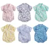 Set di biancheria da letto 0-18M Estate Neonata Ragazzi Abbigliamento Pagliaccetti Tuta Stampa floreale a maniche corte Carino morbido neonato Kimono Abbigliamento da gioco