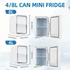 Mini Refrigerator, 4 Liter/6 Can Small Refrigerator-AC/DC Cooler & Warmer For Bedroom Dorm Car Office Desk-Portable Compact Tiny Skincare Fridge