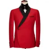 Men's Suits Red Shawl Lapel Fashion Slim Fit Men For Sequin Two-Piece Suit Set 2023 Latest Model