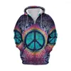 Mannen Hoodies Jumeast Vrede Liefde Hippie Mannen Rits 3D Gedrukt Vintage 90s Anti Oorlog Teken Hooded Sweatshirts Cartoon Drip jeugd Kleding