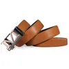 Orange Brown Leather Mens Belts Automatic Buckles Ratchet Cowskin Waistband Belt For Men Top Quality Dress Jeans Casual Wedding L230704