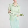 Chemisiers pour femmes Miyake chemise plissée femmes 2023 coréen couleur unie simple boutonnage à manches longues tout-en-un soleil crème solaire Cardigan hauts