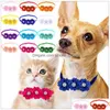 Vêtements pour chiens 50 / 100Pcs Noeuds papillon pour animaux de compagnie Collier de fleurs avec strass brillants Couleur vive Petites cravates moyennes Animaux Fournitures Chiens Acces Dhpfj