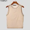 Männer Tank Tops INCERUN Männer Mesh Transparent Oansatz Ärmel Taste Party Westen Streetwear 2023 Mode Sexy Männliche Ernte S-5XL