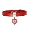 Dog Collars Leashes Pet Collar With Diamond Heart Bell Fashion Pu Leather Cat Small Neck Adjustable Strap 39 P2 Drop Delivery Home Dh8L3