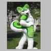 2019 Rabattfabrik Green Husky Fursuit Dog Fox Mascot Costume Animal Dräkt Halloween Jul Födelsedag Full kropp Rekvisita COS2772