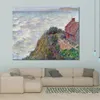 Handmade Claude Monet Oil Painting Fishermans House in Petit-ailly Modern Canvas Art Modern Landscape Living Room Decor