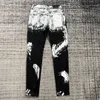 Jeans de diseñador para hombres Pantalones morados Pantalones rasgados rectos lágrimas regulares de mezclilla lavadas longbg7q