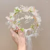 Corona di fiori decorativi Fascia per capelli per bambini Ghirlanda principessa Super Fata Perla Farfalla Copricapo per ragazza Fiore per matrimonio Fascia per capelli Flusso della testa