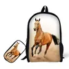 Backpack 3D The Horse Printing Children Pencil Case For High School Backpacks Primary Students Teenagers Mochila