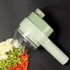 Cooking Utensils 4 in 1 Handheld Electric Vegetable Slicer Set Kitchen Multifunctional Garlic Crusher Automatic Press Meat Grinder 230714