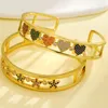 Bracciale rigido moda lusso estetico doppio strato cuore cavo stella polsino regolabile per donna ragazza elegante gioielli a mano aperta vintage