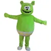 Personnalisé professionnel Belle Gummy Bear Mascot Costume Cartoon ours vert Caractère Vêtements De Noël Halloween Party Fantaisie Dress269D