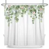 Shower Curtains Green Eucalyptus Leaves Shower Curtains Watercolor Boho Floral Waterproof Morden Bathroom Bathtub Curtain Room Decor With Hooks 230715