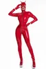 Damen Jumpsuits Strampler Nasser, glänzender PU-Kunstlederanzug für Damen Langarm-Reißverschluss aus Latex mit offenem Schritt Hautenges Kleidungsstück Clubuniform Übergröße S-5XL 230714