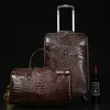 Niestandardowy cielę francuskie ręcznie robane torby Wzór kabiny Początkowy walizka Valiise luksusowe bagaż pudełko powietrza Trunk Coffe silny tote litera krokodyla rozmiar powietrza