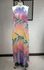 Vestidos tamanho grande vestido floral tie dye plissado frente única praia feminino pano gordinho feminino casual robe longo 2023 verão na moda largo