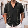 Camisas casuais masculinas lapela cardigã camisa de manga curta traje solto britânico respirável botão de verão