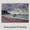 Рыбалки на холсте у пляжа и скалы Pourville Claude Monet рисунок