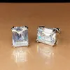 Choucong Handmade Stud Earrings Simple Fashion Jewelry 925 Sterling Silver Princess Cut White Topaz CZ Diamond Gemstones Party Women Band Earring Gift