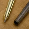 Retro Bamboo Node Bolt Type Pen Militair Glad Handgemaakt Messing Gel