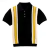 Men's T-Shirts Luxury Knit Polo Shirt British Striped Short Sleeve Slim Fit Polos Business T Shirt High Quality T-Shirt for Men Streetwear L230715