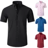 Chemises habillées pour hommes à manches courtes hommes été respirant affaires Chemise décontractée couleur unie coupe ajustée Non fer fête mariage Chemise Homme