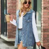 Jacken Heißer Verkauf Frauen Schwarz und Blau Ärmellose Denim Weste Mode Lose Lange Jeans Mantel Straße Casual Weibliche Kleidung SXL drop Schiff