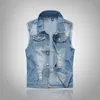 Men s Vests Ripped Jean Jacket Denim Vest Hip Hop Coats Waistcoat Men Cowboy Brand Sleeveless Male Tank Plus Size 6XL 230715