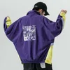 Herrjackor Spring Patchwork Varsity Jacket Mens Hip Hop Reflective Strip Color Block Coats Harajuku Casual Loose Sportswear Unisex