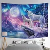 Tapissries Dome Cameras Psychedelic Cool Wolf Tapestry Wall Hang Full Moon Night Bohemian Hippie Witchcraft Tapiz Science Fiction Dormitory Decor R230714