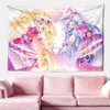 Wandtapijten Dome Camera's Roze Kawaii Anime Tarot Tapestry Cartoon Magisch Meisje Achtergrond Tapijt Muur Opknoping Boheemse Stijl Home Decor