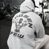 2022 män vårgymmar sport bomulls hoodie fitness bodybuilding tröja jacka hög känguru fickor fitness träning