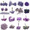 Couronnes de fleurs décoratives violet étamines artificielles cerise baies Bouquet mariage décoration de Noël bricolage couronne Scrapbooking 225x