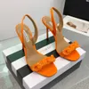 Aquazzura Satin Rhinestones Crystal Sandals Stiletto Heels Open Toes Women's Designers Slip-on Slingbacks Evening Party Shoes Factory Footwear 35-43