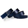 HiTie 50 Kinds Dark Blue Genuine Leather Mens Belts for Men Belt Automatic Buckles Ratchet Waist Dress Jeans Straps Removable L230704