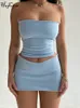 Robe en deux pièces Hugcitar Solide Souless Folds Tube tube Crop Top Jirts 2 Set Matching Fashion Streetwear Streetwear Beach Clothing Drop 230715