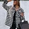 Blazers Damesjas Bestseller Lange mouw Kraag Houndstooth Print Herfst Winterjas Dames Casual Mode Dames Tops