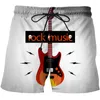 Shorts pour hommes Conception de cordon de taille élastique Poches latérales Plage à séchage rapide pour hommes Guitare de dessin animé Effet d'impression 3D