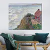 Handmade Claude Monet Oil Painting Fishermans House in Petit-ailly Modern Canvas Art Modern Landscape Living Room Decor