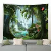 Tapissries Dome Cameras Jungle Plant Tapestry Forest Palm Tree Montera Natural Flower Animal Living Room Garden Wall Hanging kan anpassas R230714