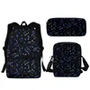 School Bags 3PC Zipper Student Fashion Music Note Pattern Children Kindergarten Backpack Casual Bookbags Lunch Satchel Bag 2023