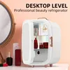 Mini Fridge 12 Liter, Mirror & LED Design, AC/DC Portable Beauty Fridge, Thermoelectric Cooler And Warmer For Skincare, Bedroom And Travel, White