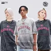 メンズTシャツブラックエアの苦しめられたネクタイ染色Tシャツ3068