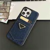 Pour Iphone 14Promax Denim Phone Casefashion Lettre Téléphone Couvre Drop Proof Iphone 13 Cas Avec Poche Pour Carte 12Promax Coquilles De Protection