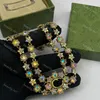 Vintage Luxury Necklace Womens Designer Halsband Charm Gem Halsband Double-Deck Crystal Jewlery Designer Guldkedjor Mindelbanden Tillbehör